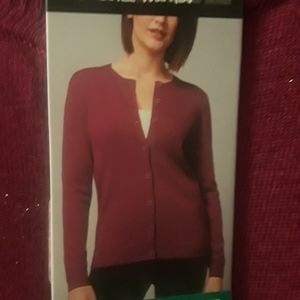 Nicole Miller Original Womens Size XL Wine Color Sparkle Button Up L/S Knit Top